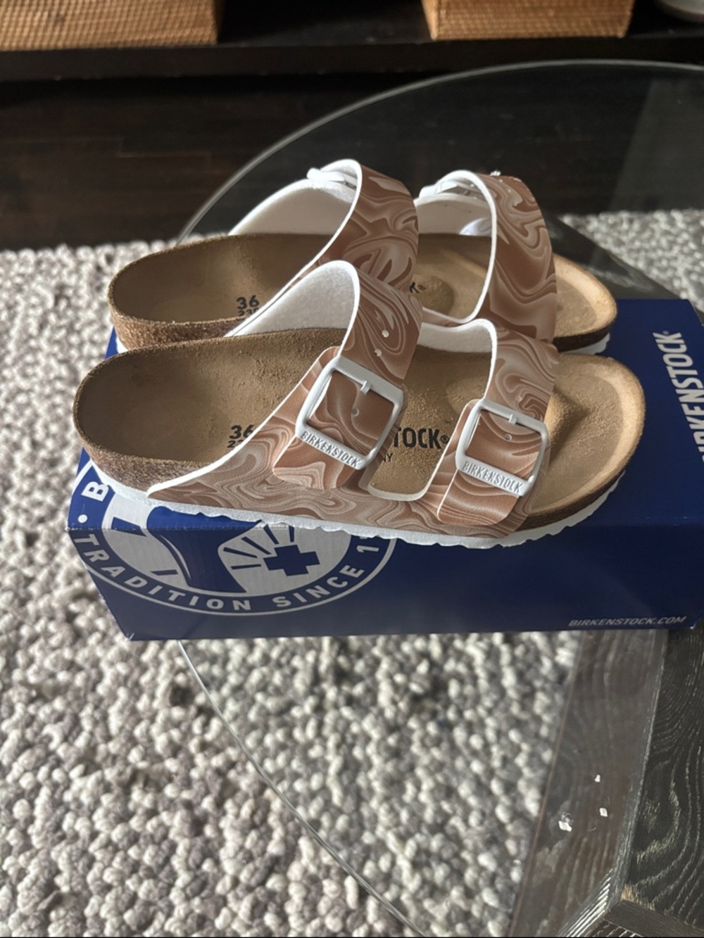 Birkenstock Arizona marble new beige Birko-Flor - Picture 2 of 5